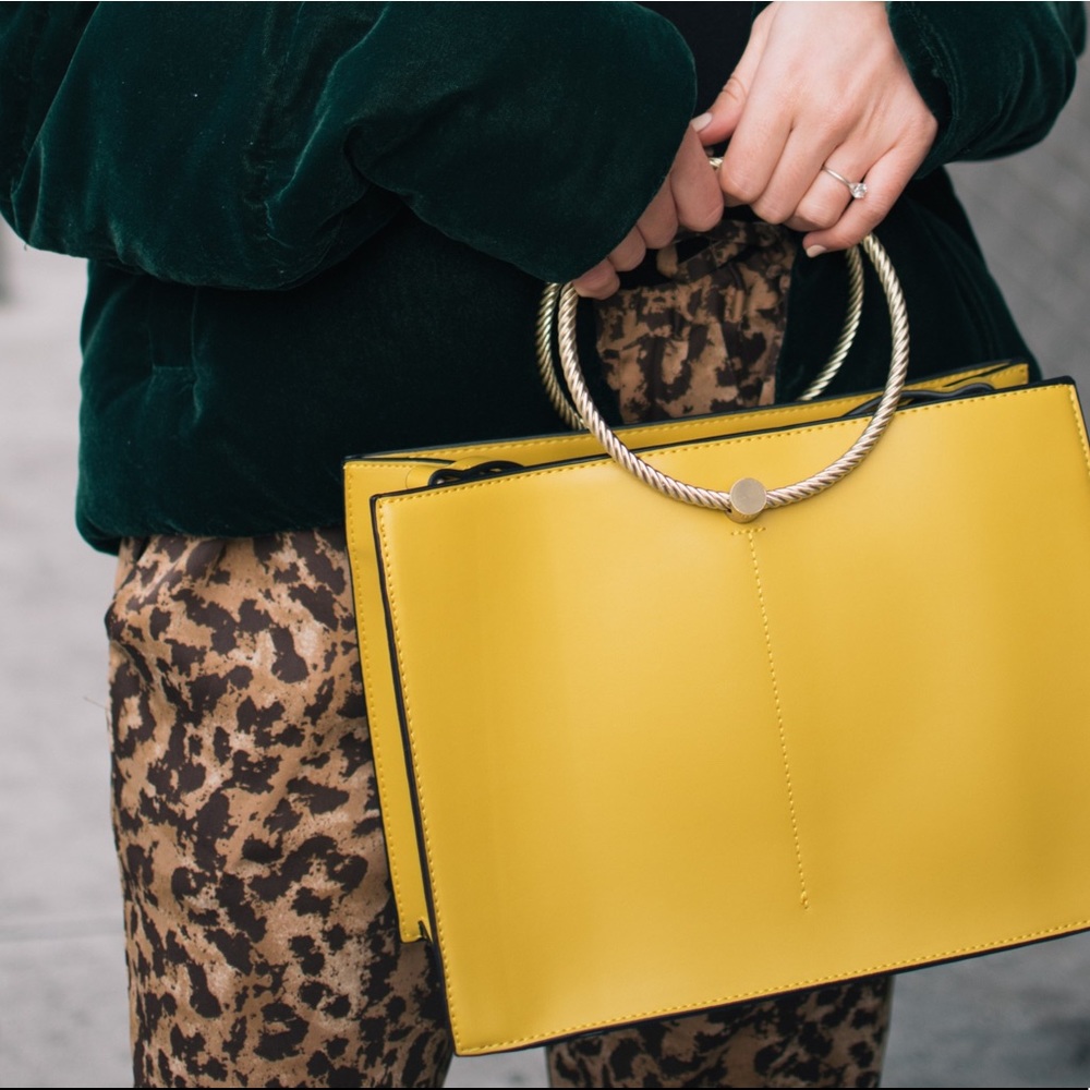 Yellow Statement Bag with metal hardware